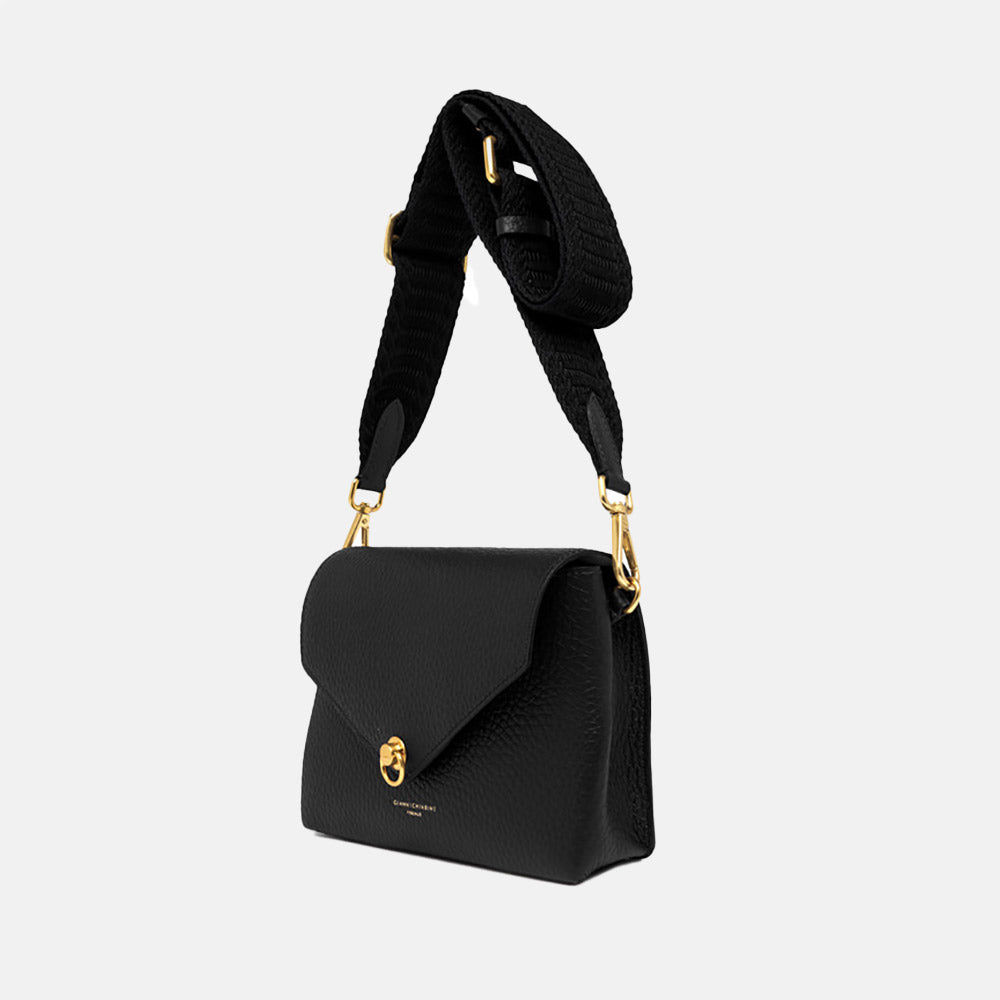 Black Leather Corallo Envelope Bag, made in Italy by Gianni Chiarini