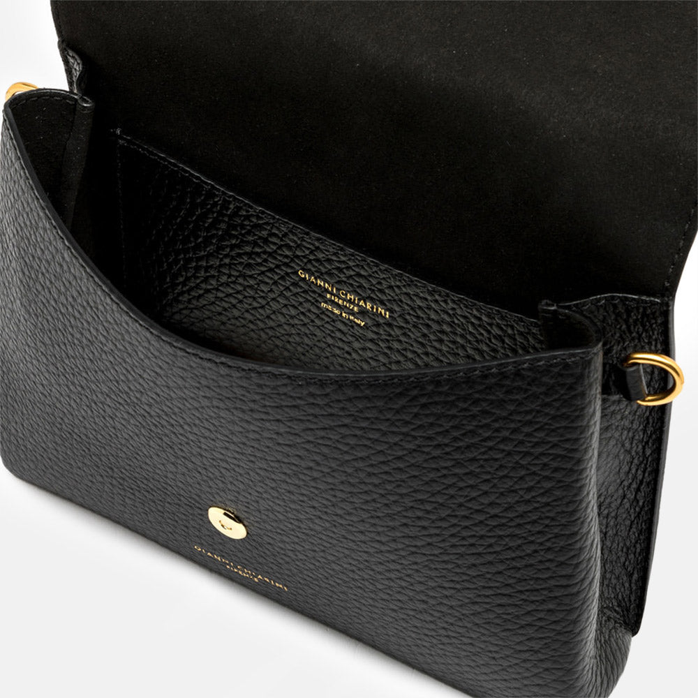 Black Leather Corallo Envelope Bag, made in Italy by Gianni Chiarini