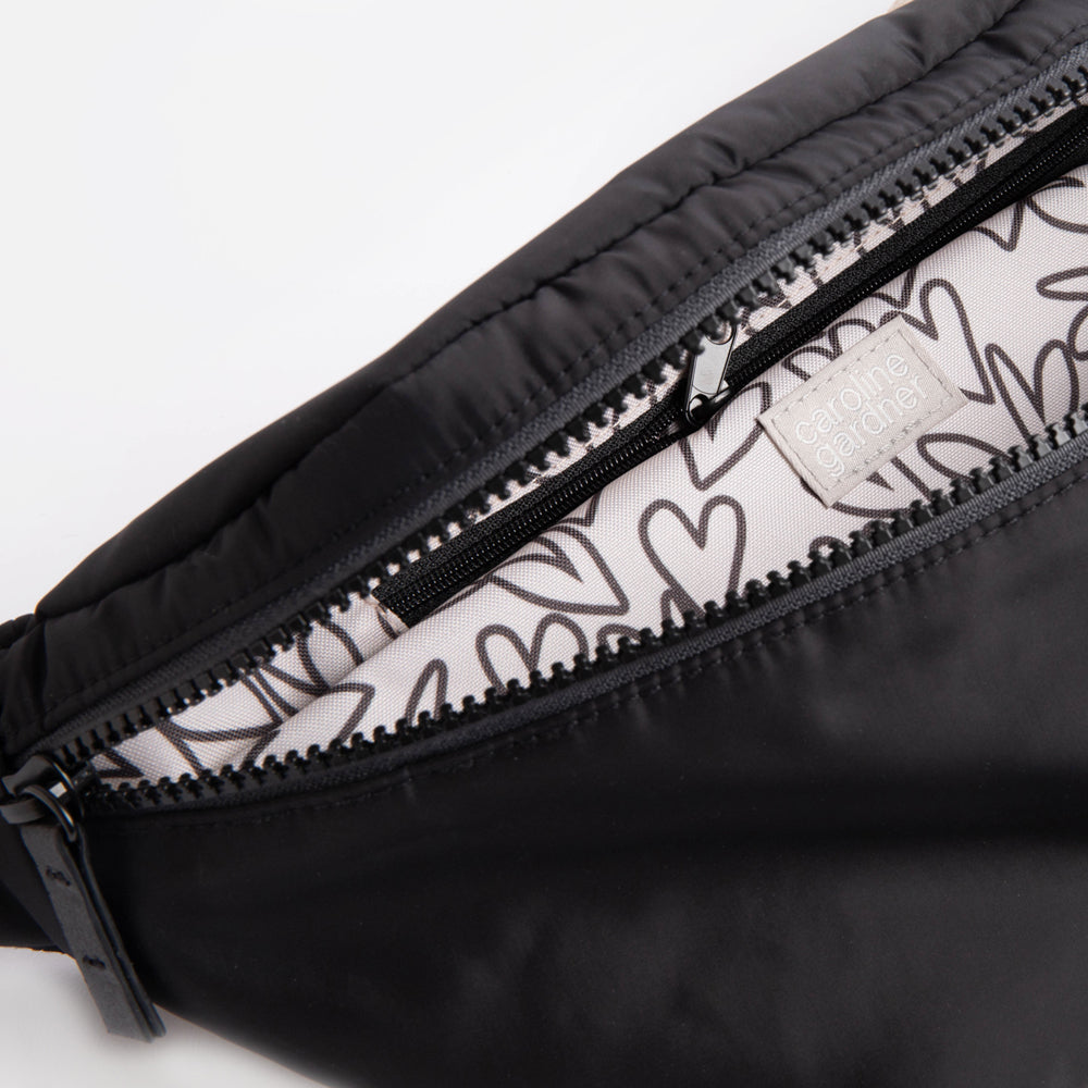 black padded polyester crossbody bag