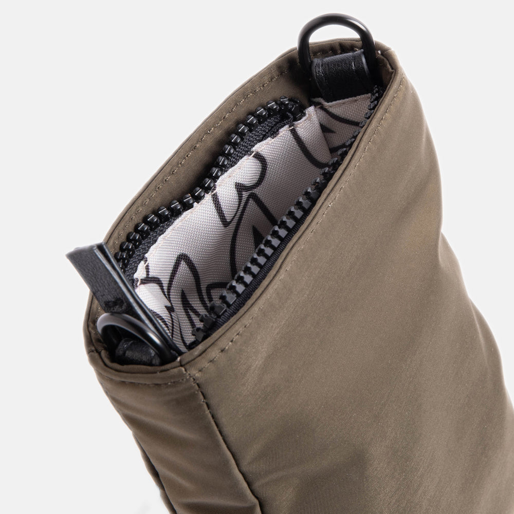 khaki padded polyester phone pouch bag 