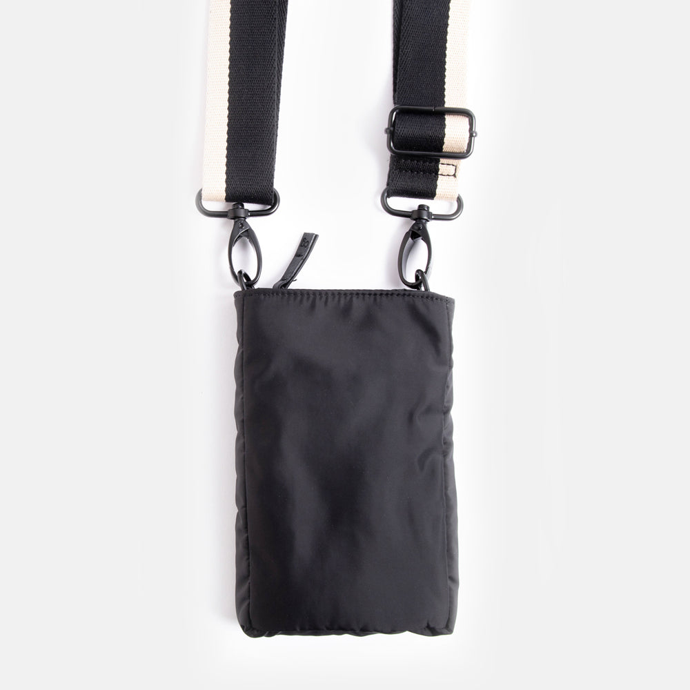 black padded polyester phone pouch bag