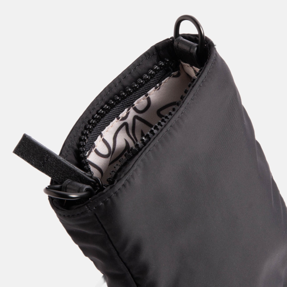 black padded polyester phone pouch bag