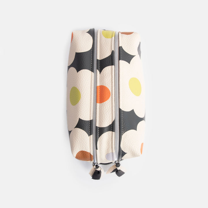 Multi Flower Charcoal Large Travel Wash Bag