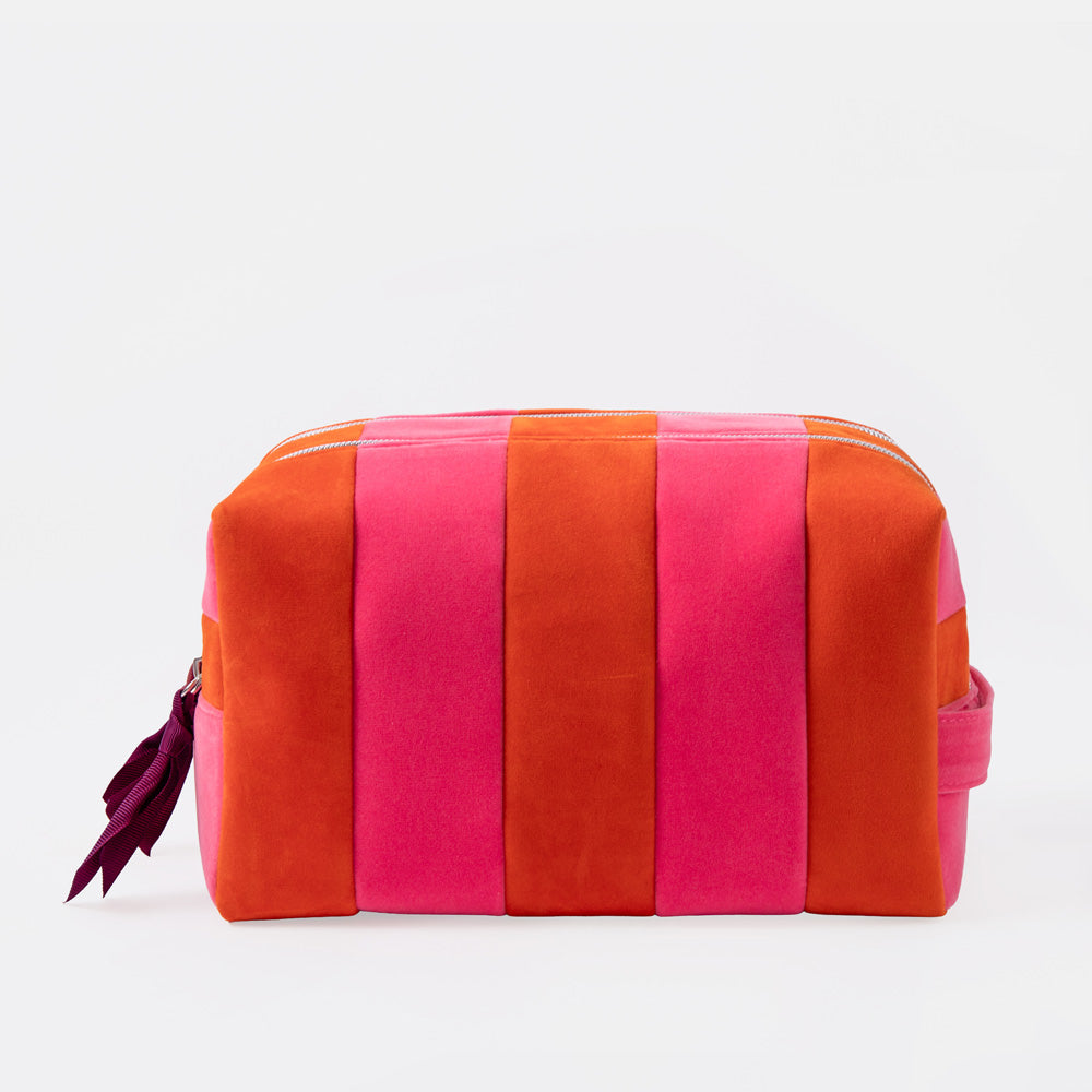 Orange & Pink Stripe Large Travel Washbag