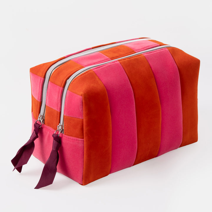 Orange & Pink Stripe Large Travel Washbag