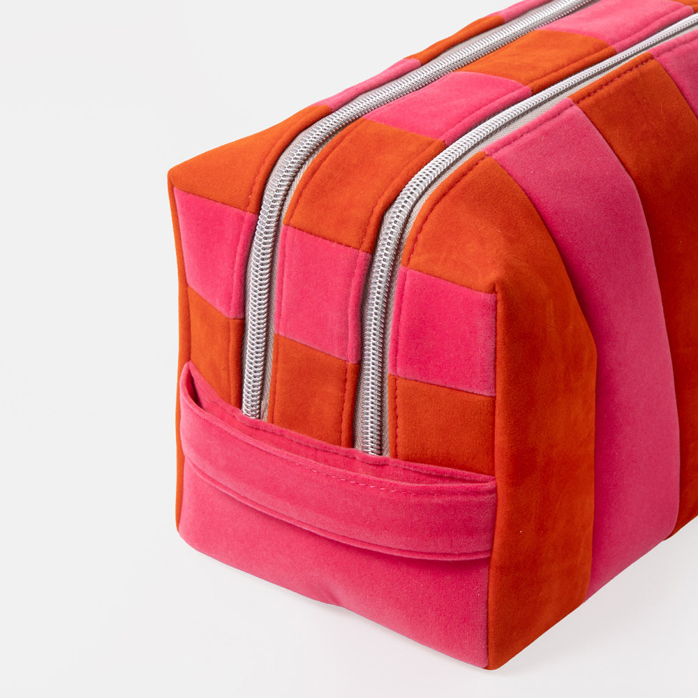 Orange & Pink Stripe Large Travel Washbag