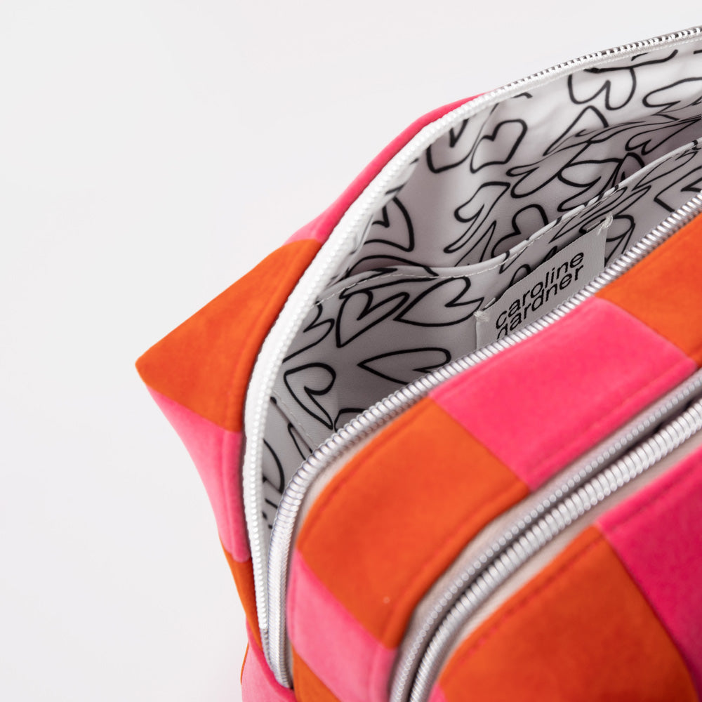 Orange & Pink Stripe Large Travel Washbag