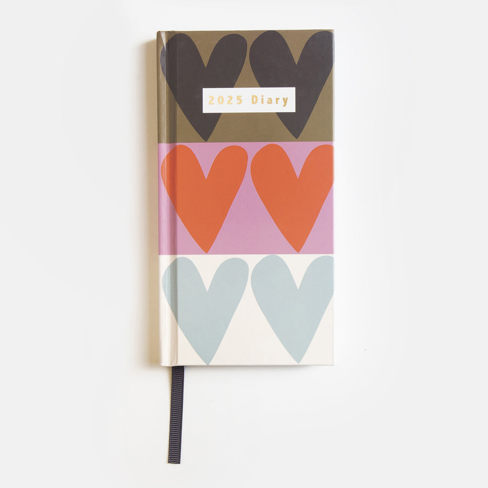 caroline gardner colourblock hearts 2025 slim hardcover full year diary