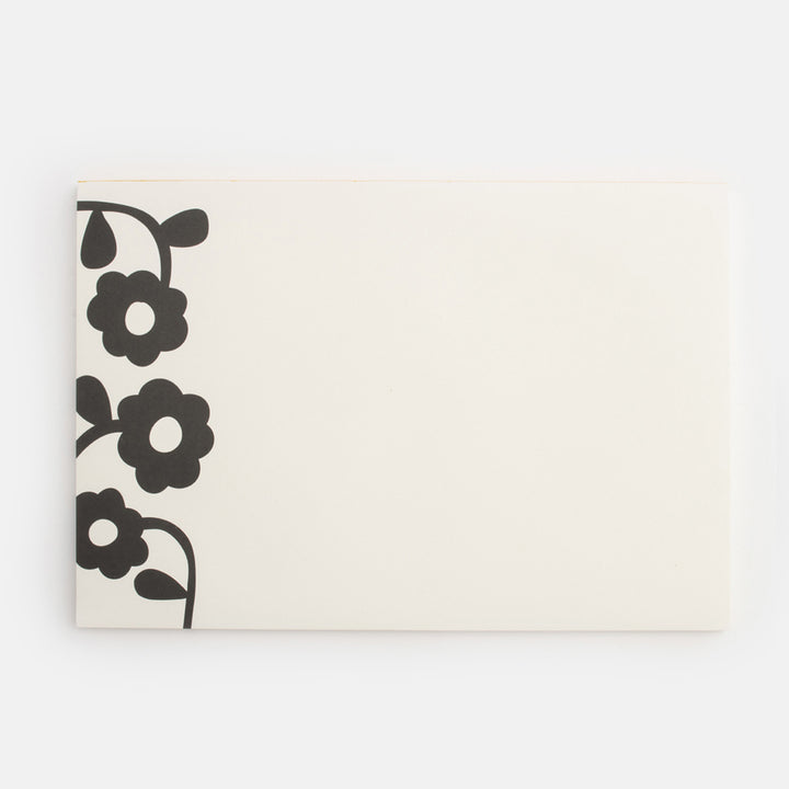black and white monochrome floral print desk pad