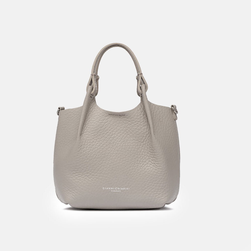 Lamb Grey Leather Dua Tote Bag, made in Italy by Gianni Chiarini