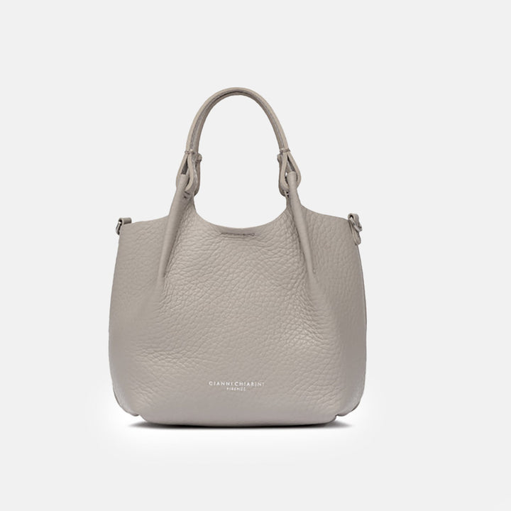 Lamb Grey Leather Dua Tote Bag, made in Italy by Gianni Chiarini