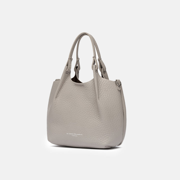 Lamb Grey Leather Dua Tote Bag, made in Italy by Gianni Chiarini