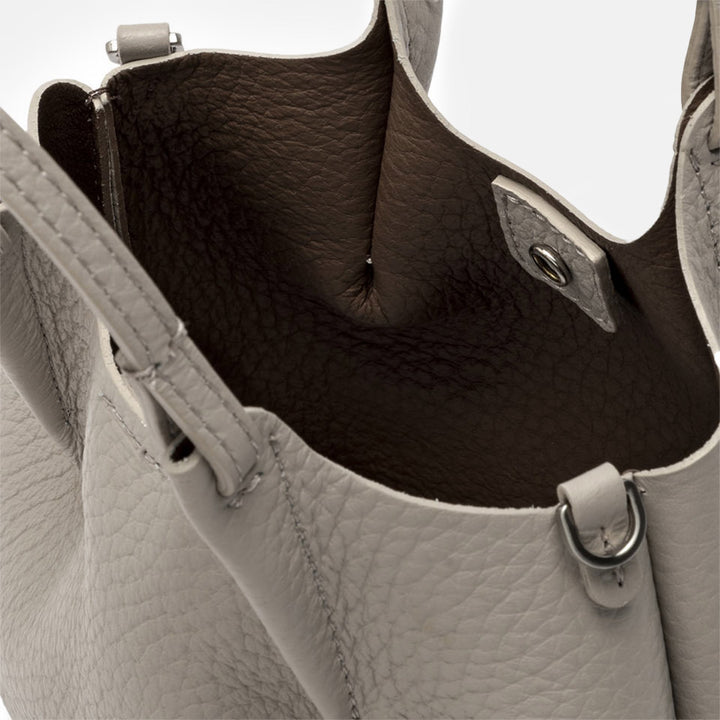 Lamb Grey Leather Dua Tote Bag, made in Italy by Gianni Chiarini