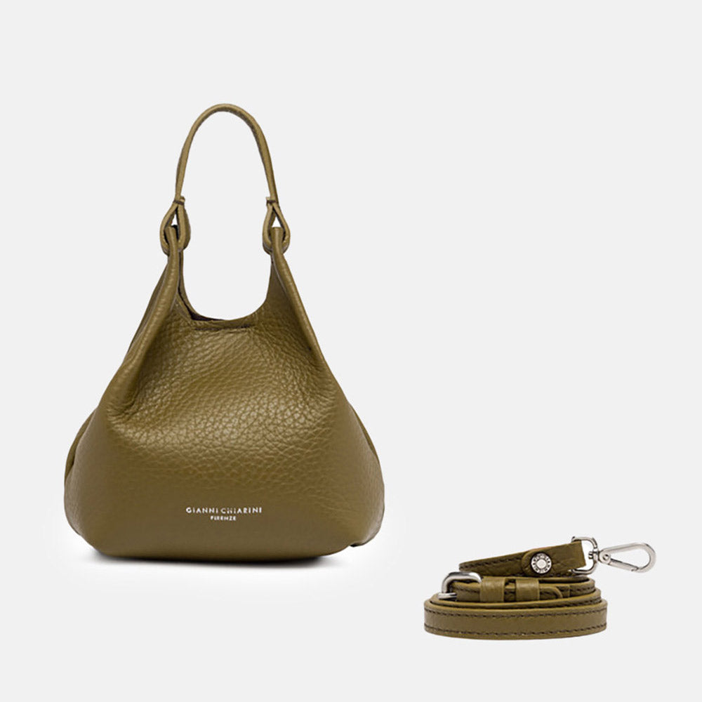 Moss Green Leather Dua Tote Bag, made in Italy by Gianni Chiarini