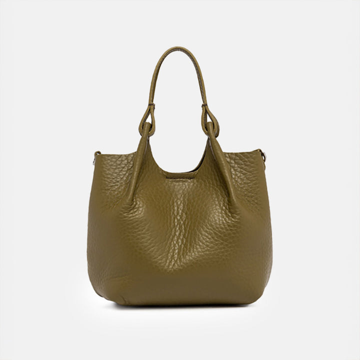 Moss Green Leather Dua Tote Bag, made in Italy by Gianni Chiarini