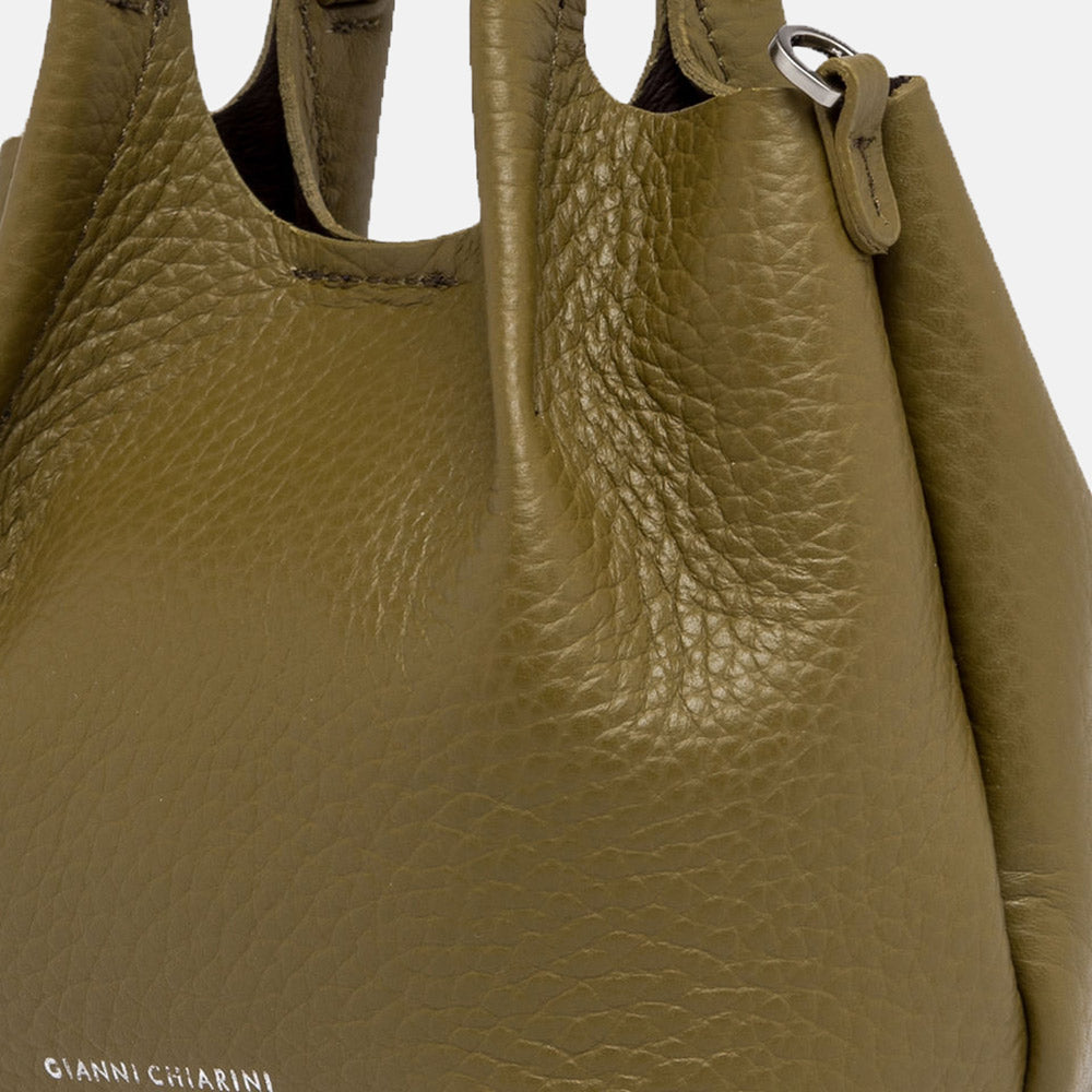 Moss Green Leather Dua Tote Bag, made in Italy by Gianni Chiarini