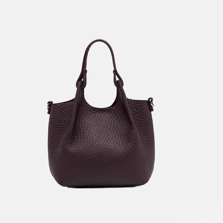 Plum Leather Dua Tote Bag, made in Italy by Gianni Chiarini