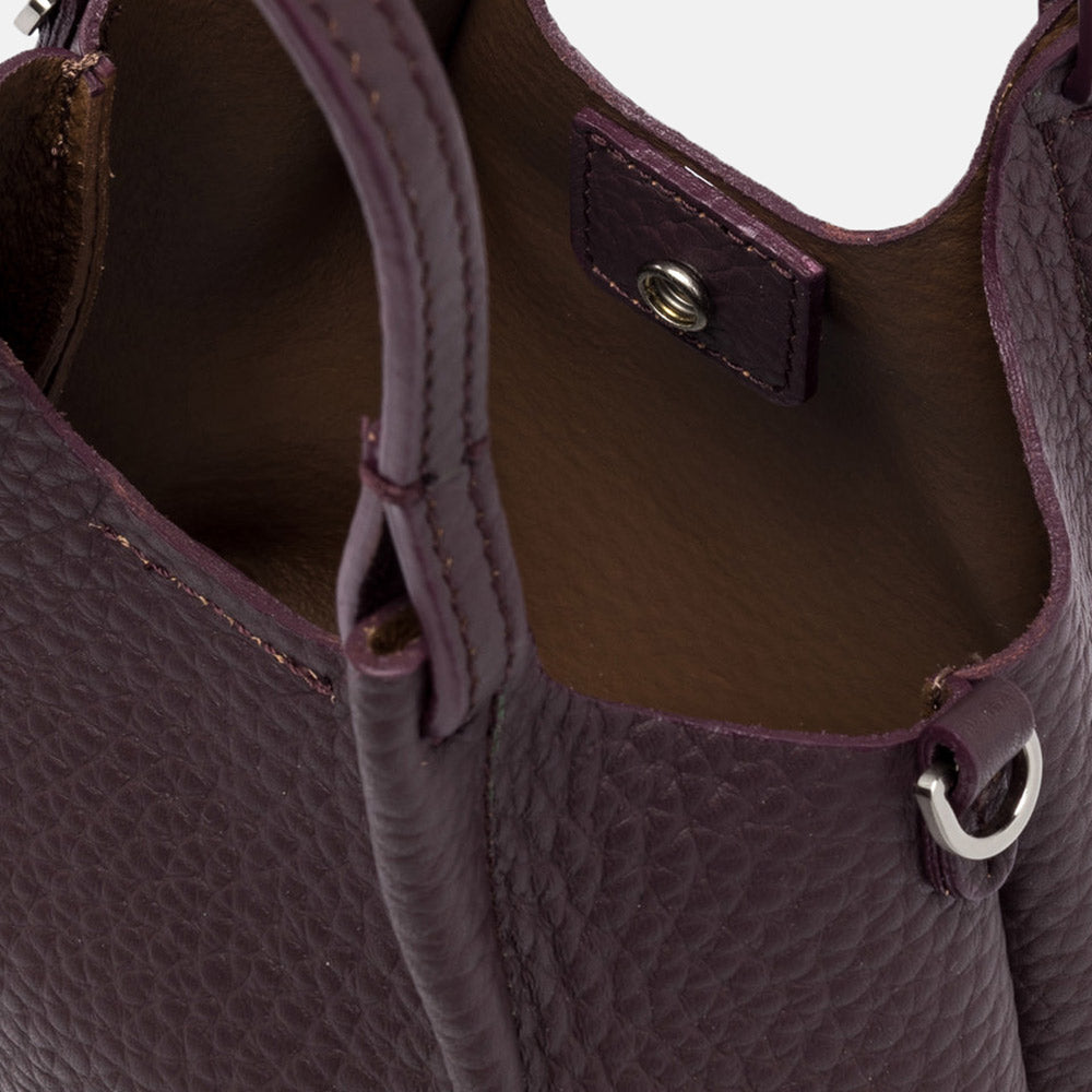 Plum Leather Dua Tote Bag, made in Italy by Gianni Chiarini