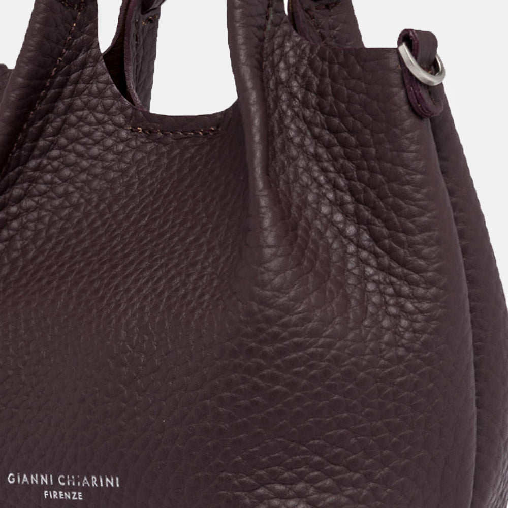 Plum Leather Dua Tote Bag, made in Italy by Gianni Chiarini