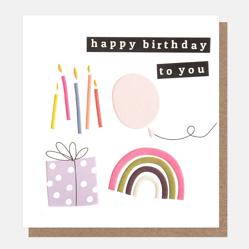 rainbow & candles happy birthday to you card