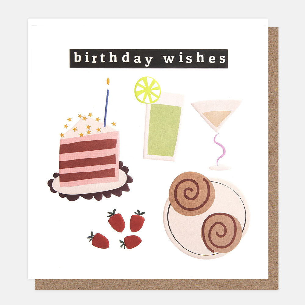 cake & cocktails birthday wishes card