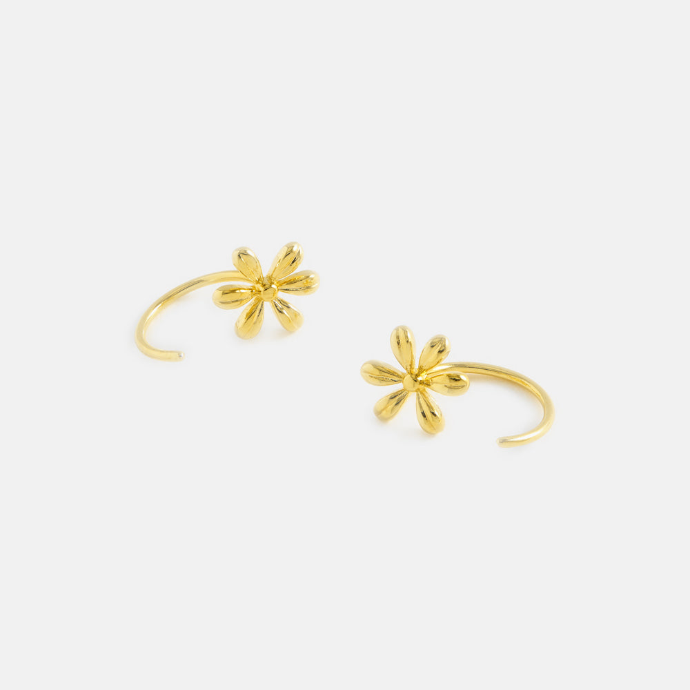 gold plated thread through flower earrings by Estella Bartlett