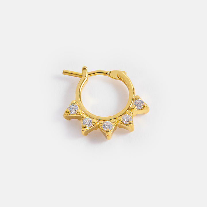 gold plated cubic zirconia bunting huggie earrings by Estella Bartlett
