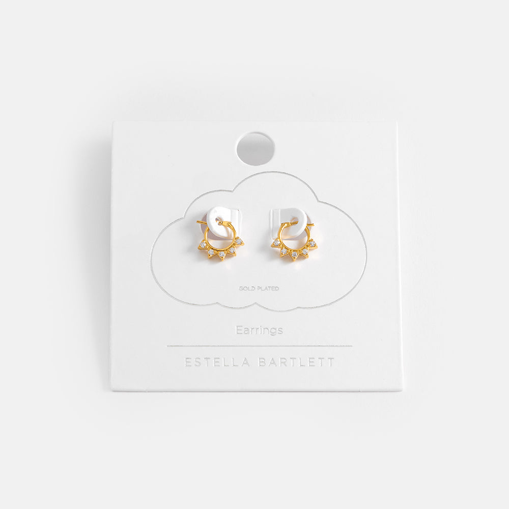 gold plated cubic zirconia bunting huggie earrings by Estella Bartlett