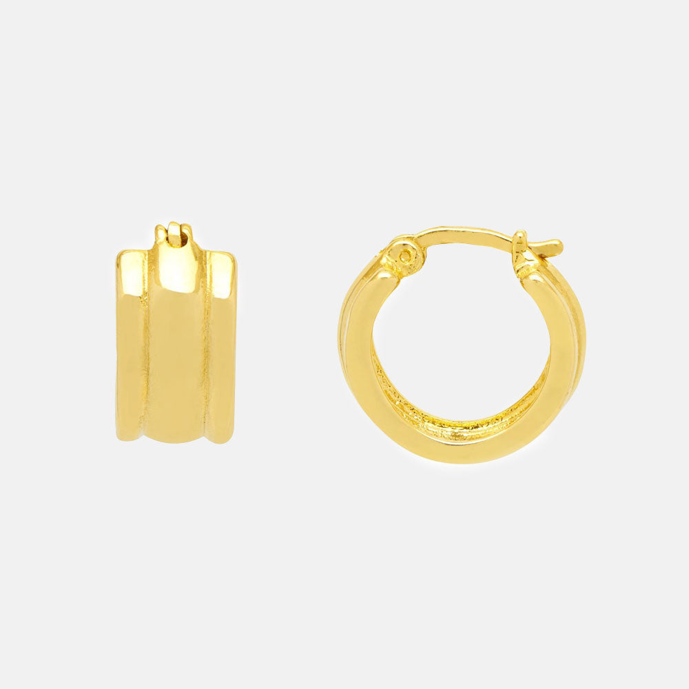 gold plated chunky ridged hoop earrings