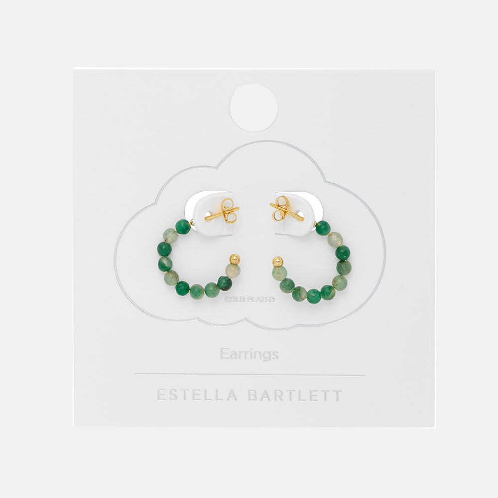 Green Agate Hoop Earrings