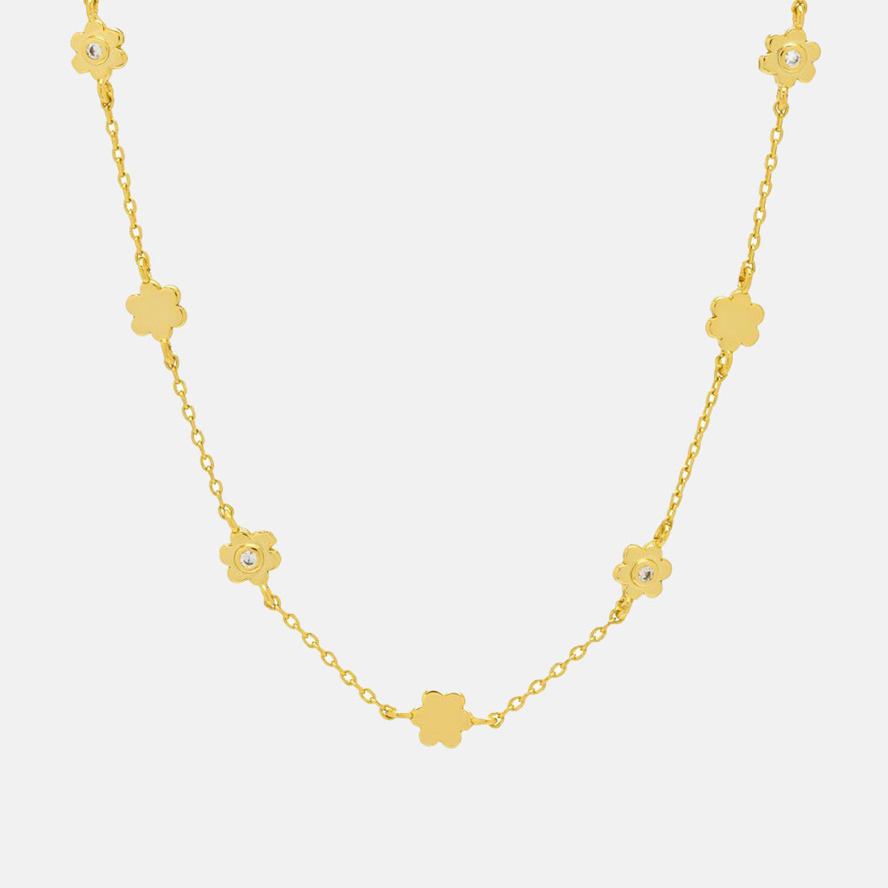 gold plated multi flower charm necklace, made by Estella Bartlett