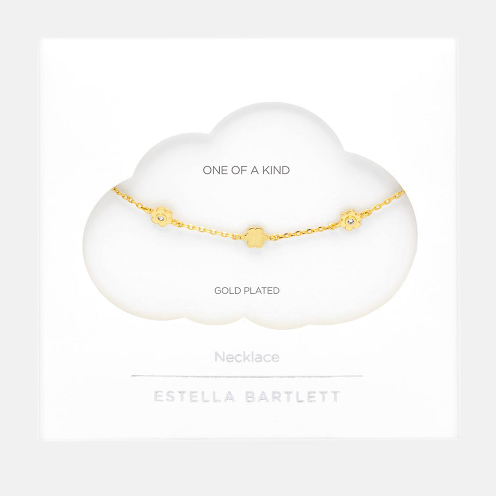 gold plated multi flower charm necklace, made by Estella Bartlett