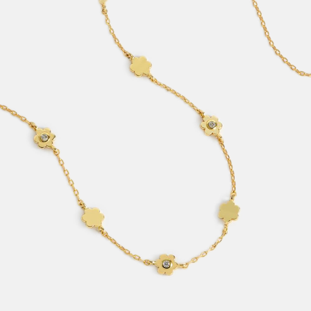 gold plated multi flower charm necklace, made by Estella Bartlett