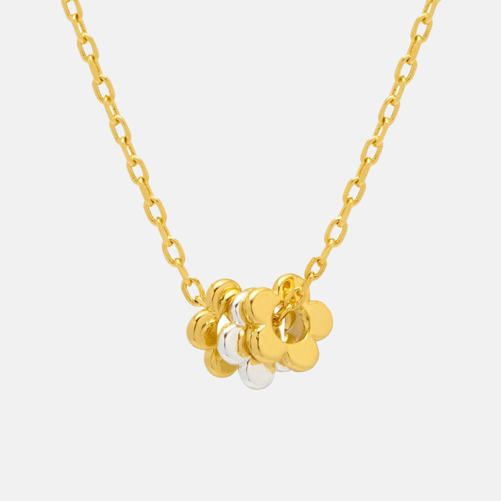 gold plated necklace with 3 flower charms