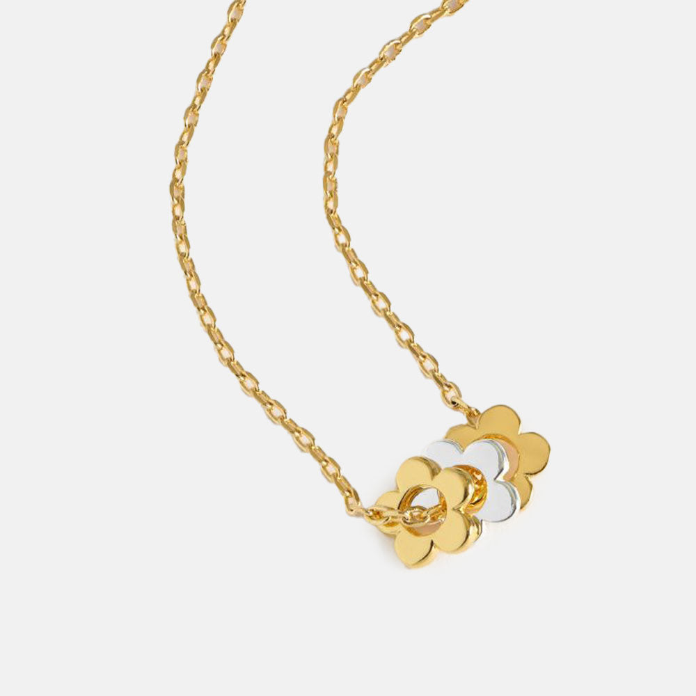 gold plated necklace with 3 flower charms