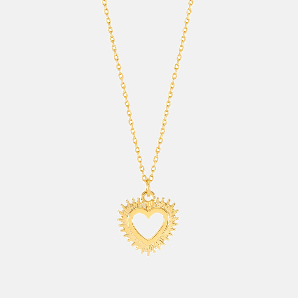 gold plated link necklace with gold heart pendant, made by Estella Bartlett