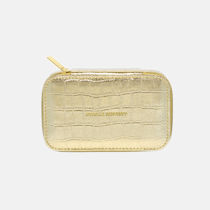 gold crocodile skin textured mini jewellery storage box