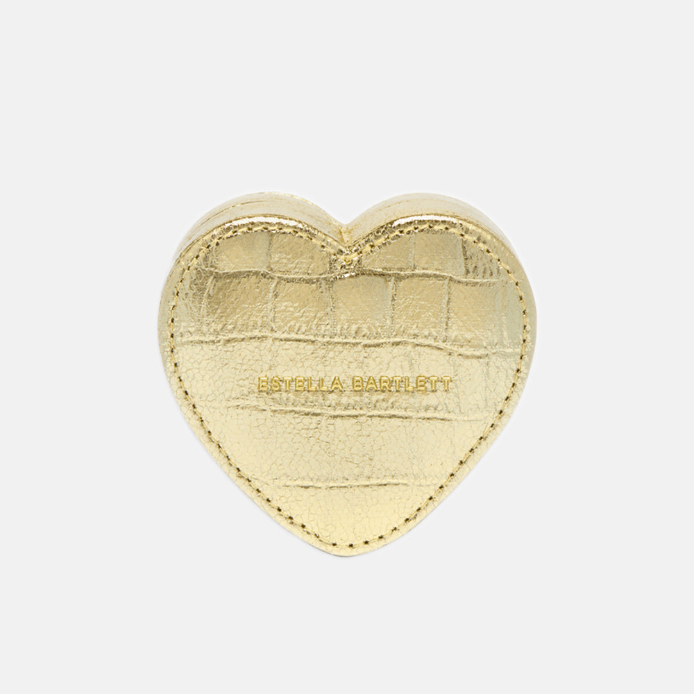 gold croc mini heart shaped jewellery box