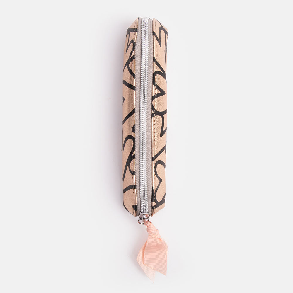 rose gold hearts print design slim pencil case