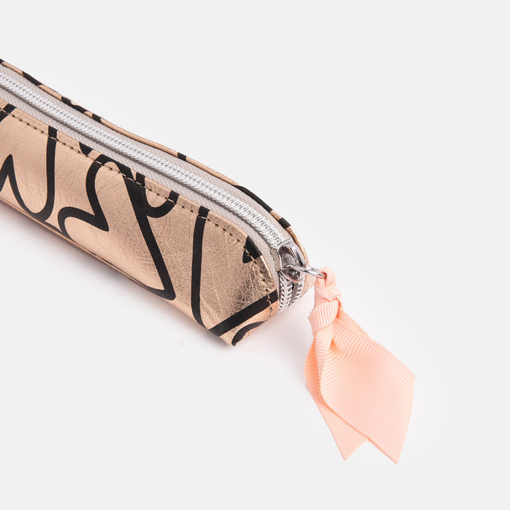 rose gold hearts print design slim pencil case