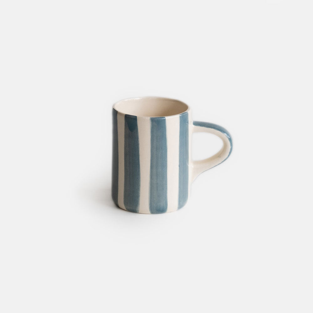 dove grey ceramic espresso mug, hand made and hand painted in Portugal