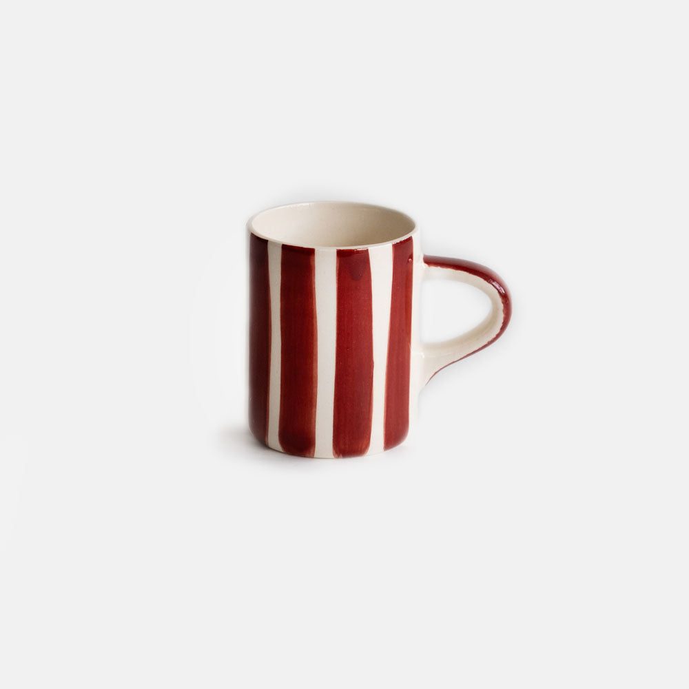 paprika red ceramic espresso mug, hand made and hand painted in Portugal