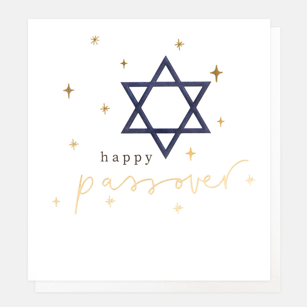 star of david and little gold stars happy passover card