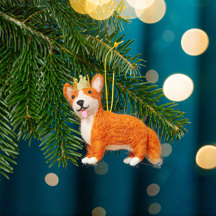 felt corgi hanging Christmas tree decoration