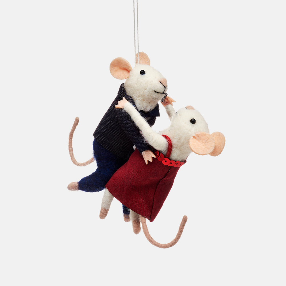 felt dancing mice hanging christmas tree decoration