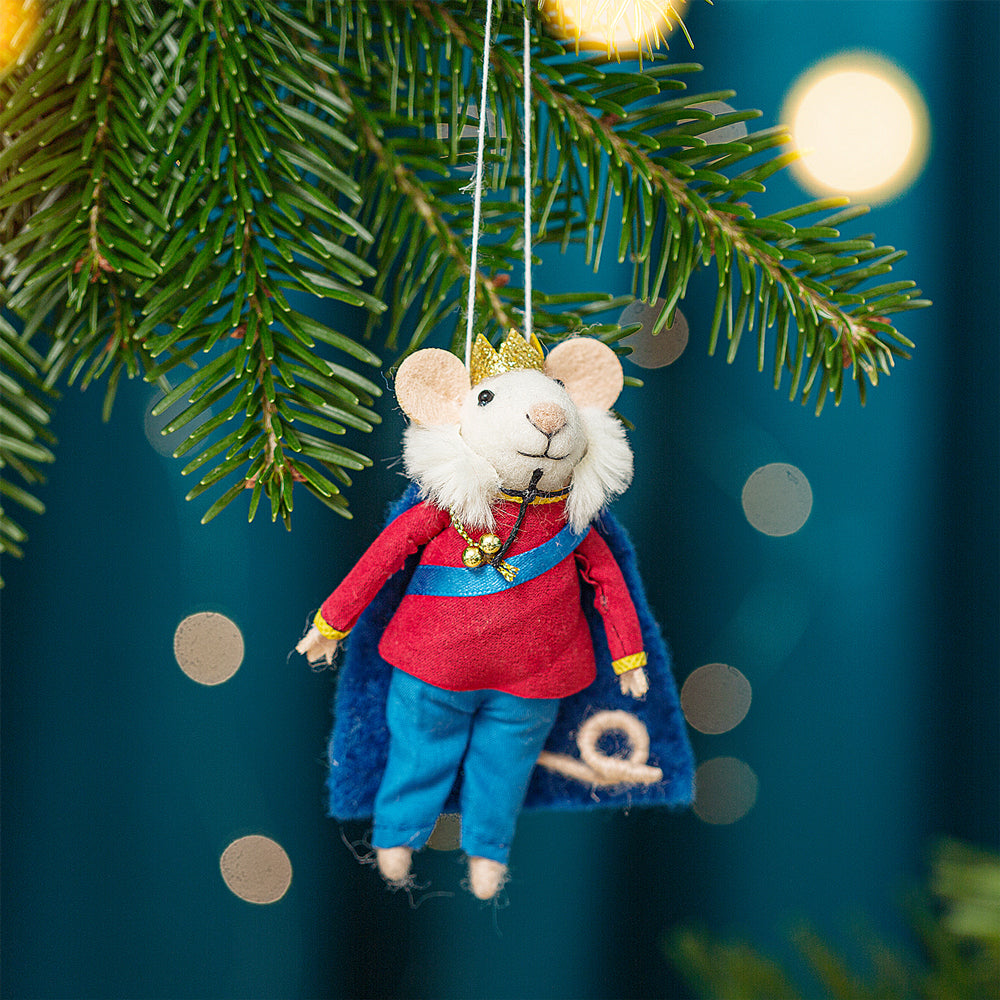 felt king mouse hanging Christmas tree decoration