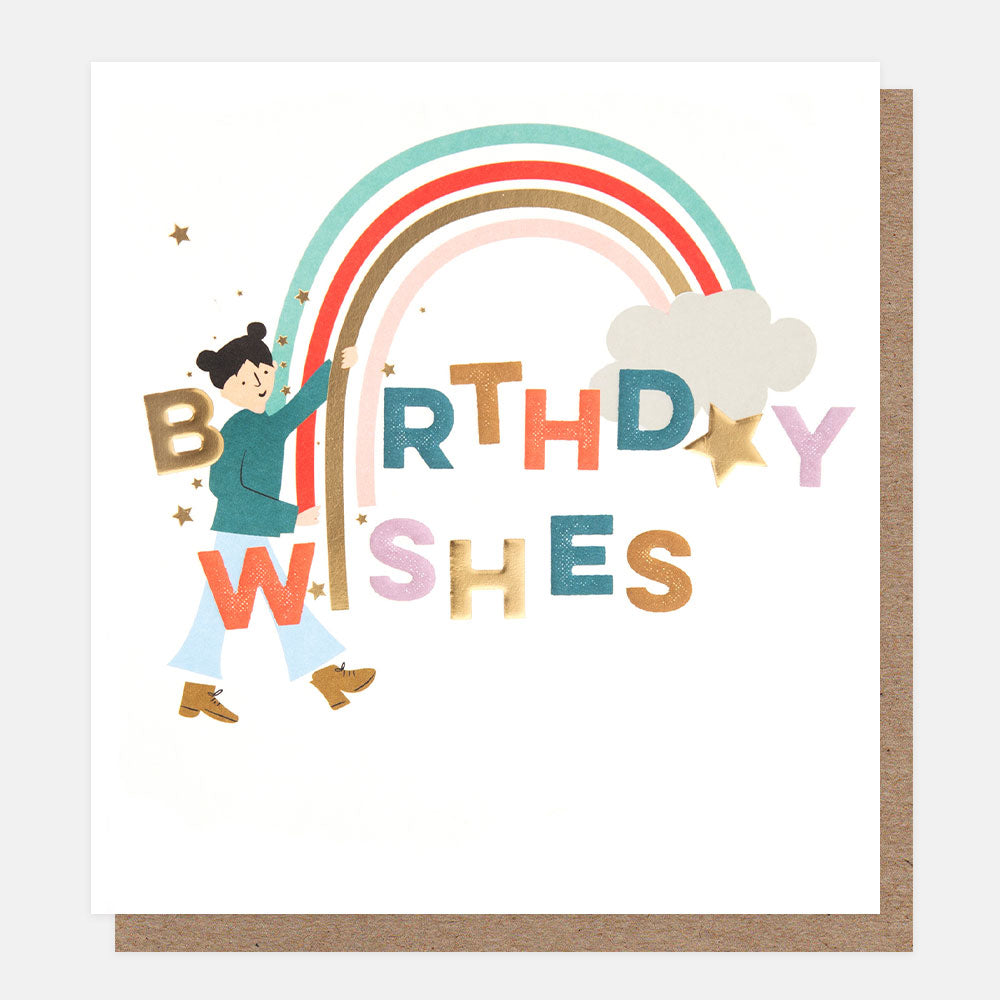 rainbow and stars birthday wishes card