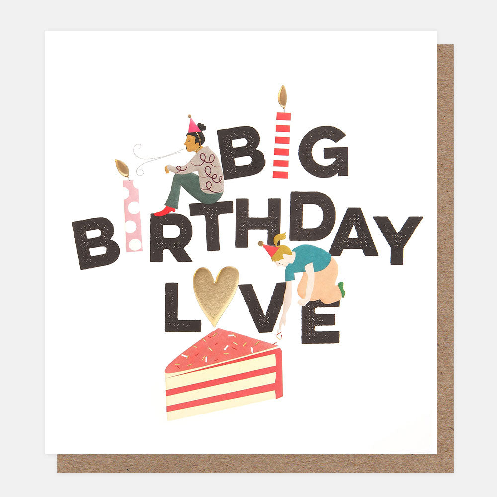 slice of cake & candles big birthday love card