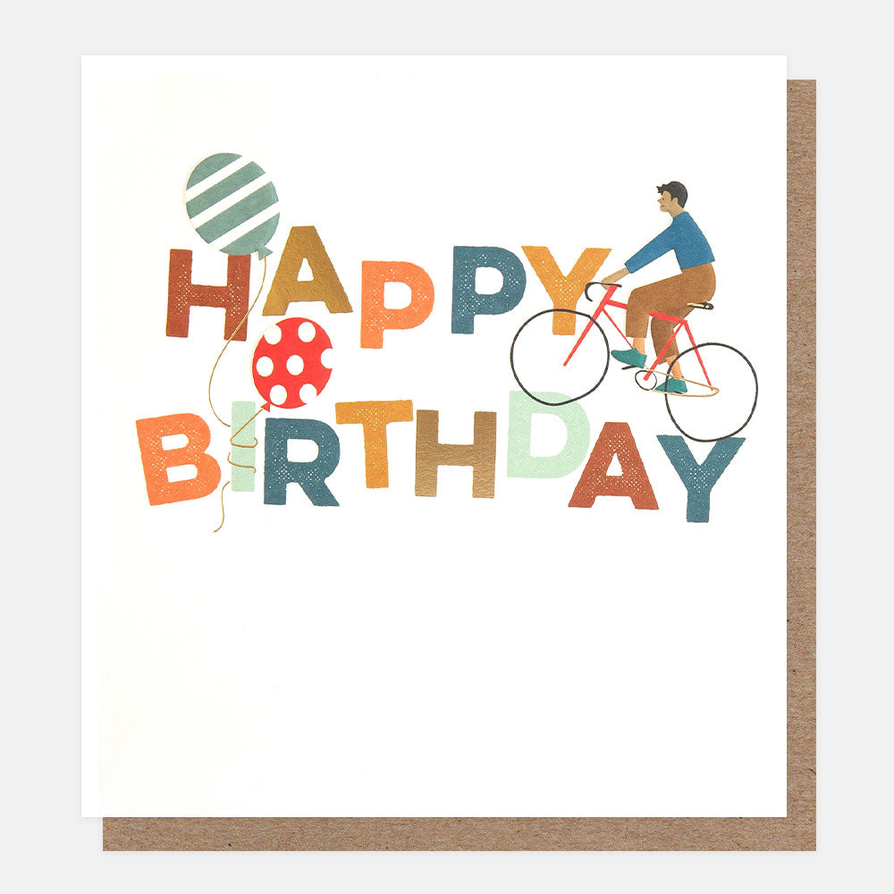 bike & balloons happy birthday card