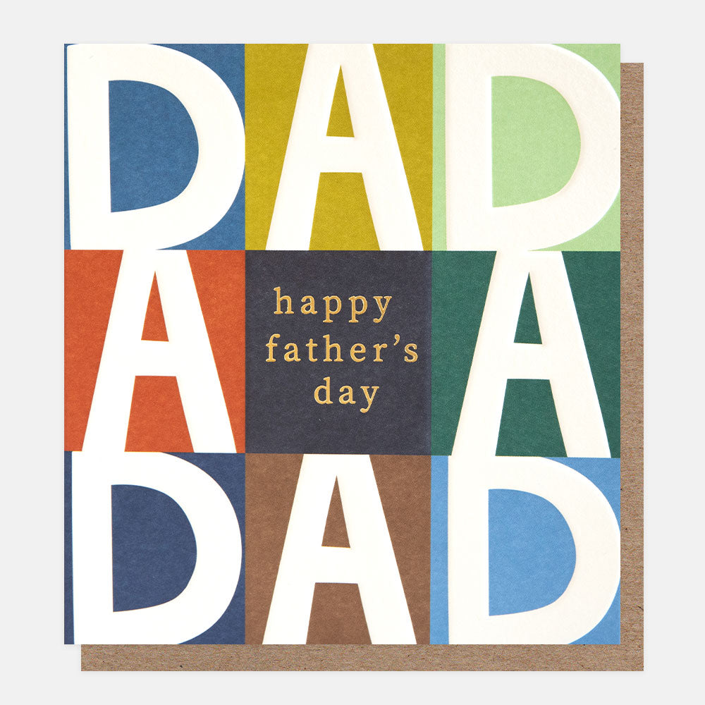 dad colourful grid print happy father's day card